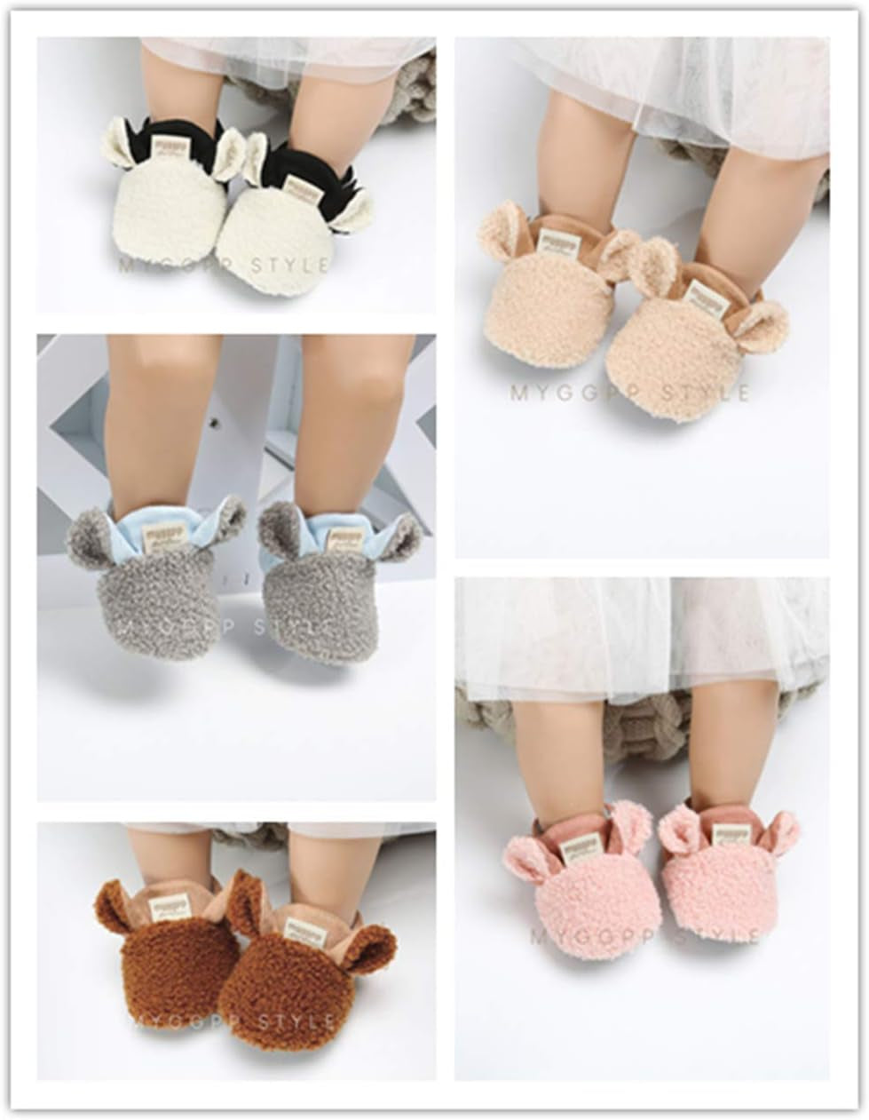 Baby Boy Girl Fleece Booties Newborn Cozy Winter Warm Socks Toddler Non-Slip Soft Sole Crib Shoes…