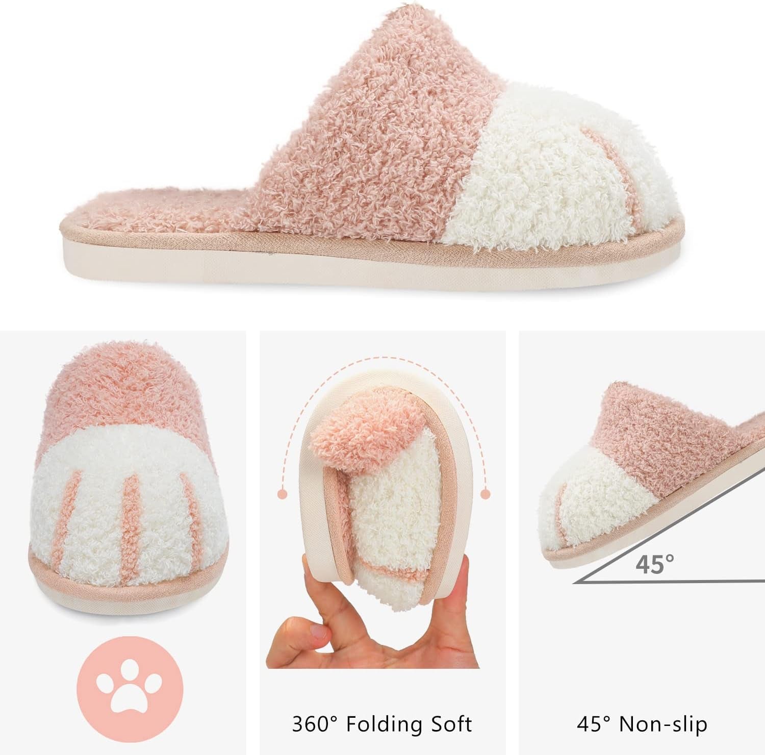 Cute Animal Slippers for Women Indoor Outdoor Memory Foam House Slipper Soft Warm Cozy Fuzzy Bedroom Non-Slip Shoes Christmas Gift Ladies