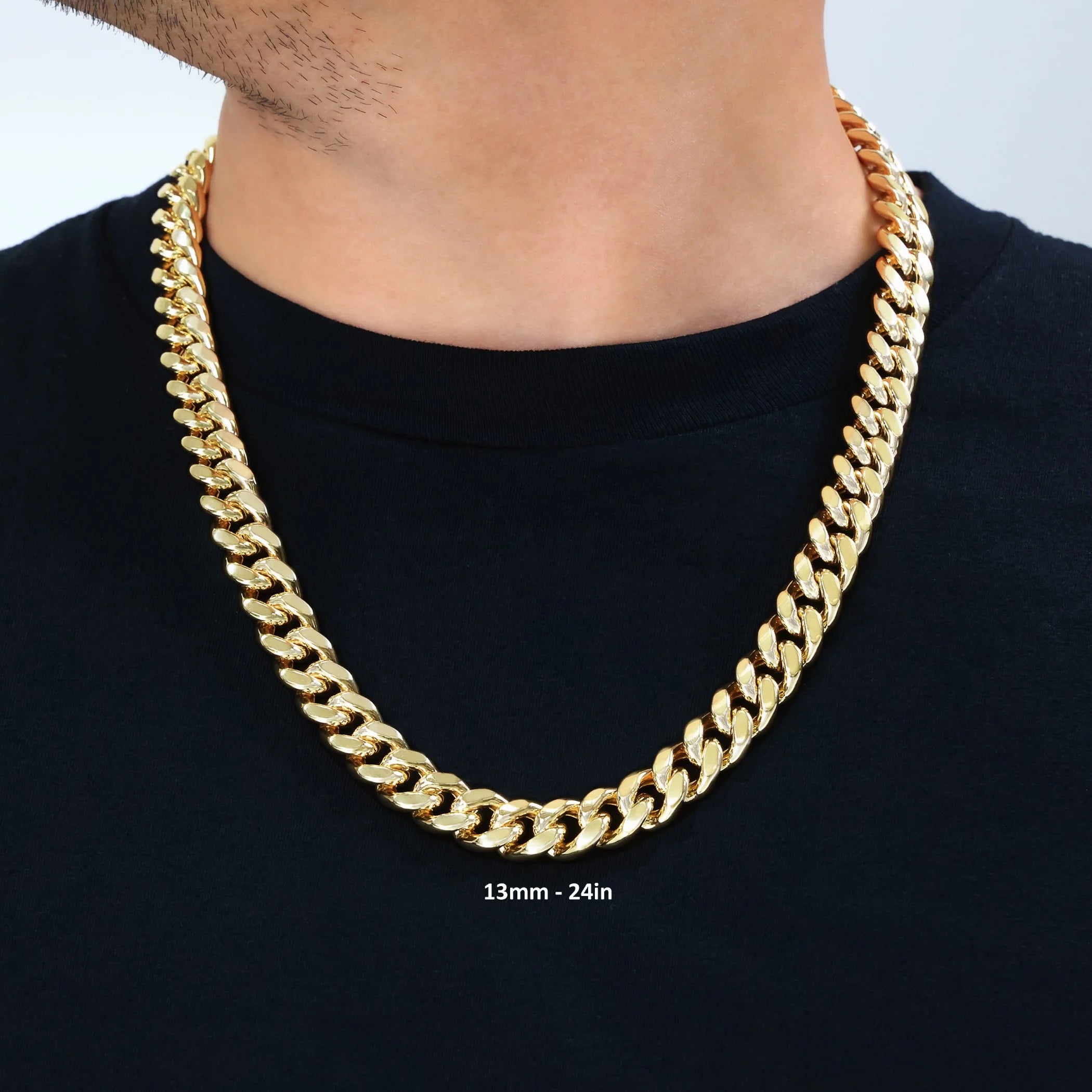 10K Real Yellow Gold Miami Cuban Link 13Mm Thick Chain Necklace (20"-30") Italian Jewelry for Men