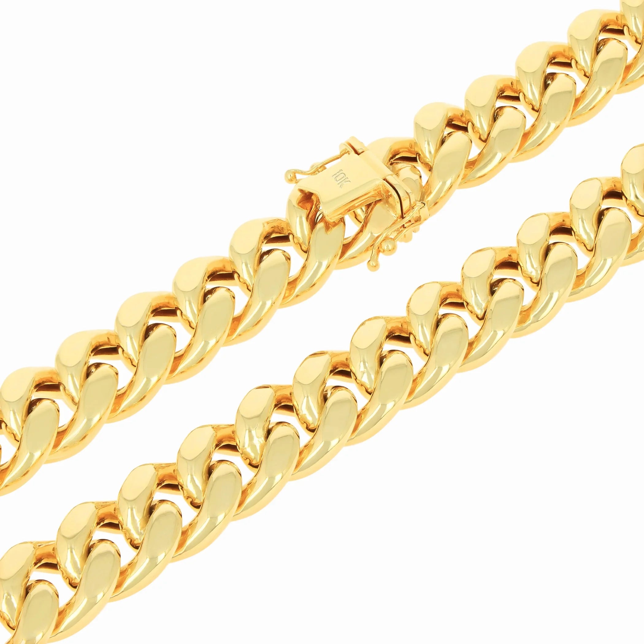 10K Real Yellow Gold Miami Cuban Link 13Mm Thick Chain Necklace (20"-30") Italian Jewelry for Men