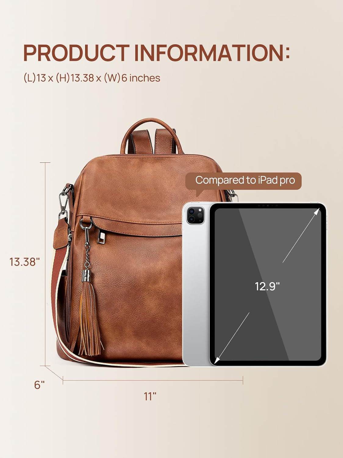 Backpack Purse for Women, PU Leather anti Theft Travel Purse Shoulder Bags with Tassel